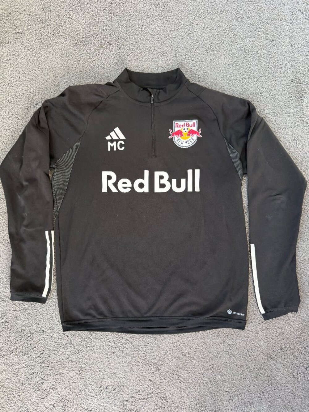 Adidas NY Red Bulls Coach Issued AEROREADY 1/4 Zip Training Top Blk Large HK7644